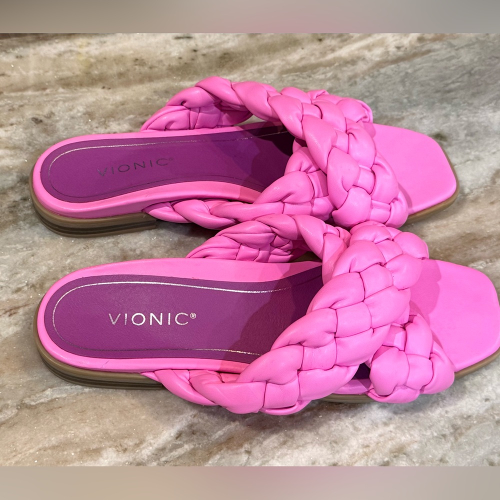 Women’s VIONIC Kalina hot pink braided slide sandals- Size 10 - Picture 5 of 6
